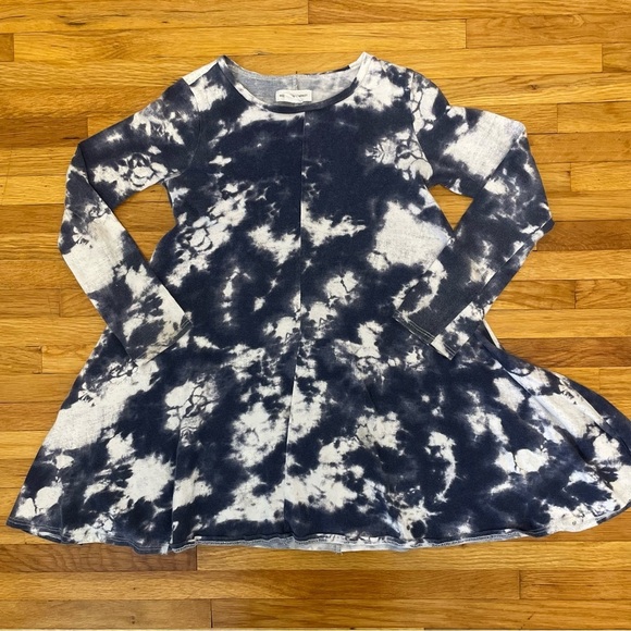 4/$25 Melrose and Market Tie Dye Dress Long Sleeve Girls Size Large Navy / White - Picture 1 of 5